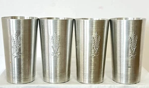 VTG ALUMINUM TUMBLERS SET OF 4 WEST BEND ALUM. CO SILVERTONE WHEAT DESIGN USA. - Picture 1 of 15
