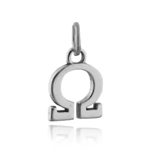 Omega Greek Letter Charm - 925 Sterling Silver Alphabet College Sorority Pendant - Picture 1 of 3