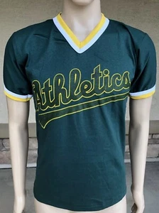 Vintage Oakland Athletics V Neck Jersey Shirt Don Alleson Athletic USA Medium - Picture 1 of 9
