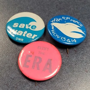 Lote De Colección De 3 Botones/Pines - Ratificar La Era - Ahorrar Agua DWR - Trabajar por la Paz - Imagen 1 de 5