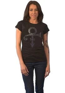 Prince T-Shirt Lila Symbol Diamant Logo Neu Offiziell Damen Skinny Fit Schwarz - Bild 1 von 4