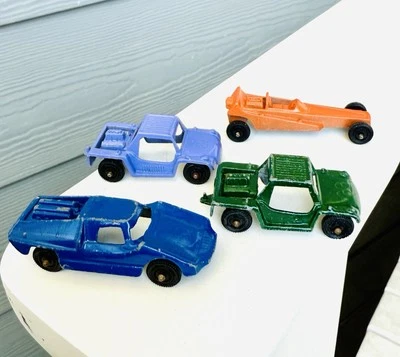 TootsieToy Fiat Abarth Car 2.5” Length USA 1970's Vintage Pressed Steel Lot of 4 - Image 1 of 4