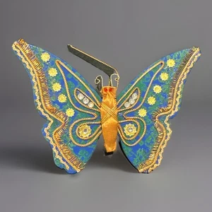 "Adorno de Navidad mariposa Japón cartón con cuentas de colección 6""" - Imagen 1 de 13