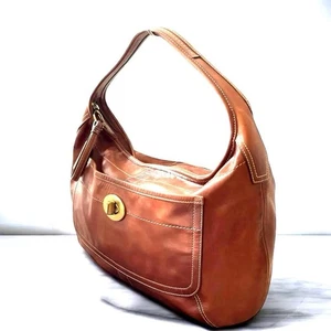 Bolso de hombro COACH 10741 Turn Lock Hobo de cuero marrón vintage bueno - Imagen 1 de 11