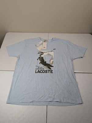 Camiseta Lacoste Para Hombre Talla 9 EE. UU. Talla 3XL XXXL Azul Cocodrilo Gráfico Camiseta NUEVA CON ETIQUETAS NUEVA Foto 1 de 4