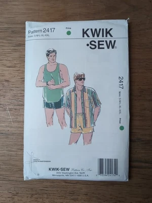 Vintage Kwik Sew 2417 MEN'S Shirt, Pull-On Shorts, Tank Tops Sz S-XXL UNCUT - Image 1 of 2