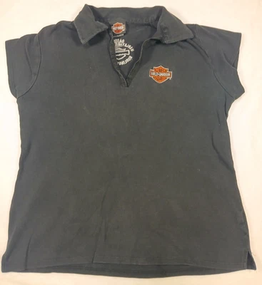 Harley-Davidson женщин XL черная рубашка-поло вышитый логотип Burlington NC - Изображение 1 из 4