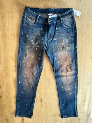 "Alba Moda" Jeans mit Pailletten blau, used-look, Größe 44 - *Neu* - Bild 1 von 4