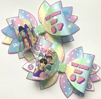 DEMON POP 6 7 5" PRINTED CANVAS FABRIC BOW TEMP TO MAKE YOUR OWN HAIR BOWS - Image 1 of 4