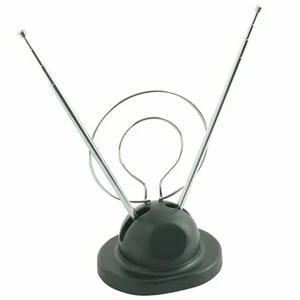Universal Indoor Rabbit Ear TV Antenna for HDTV Ready VHF UHF Dual Loop Coaxial - Picture 1 of 2