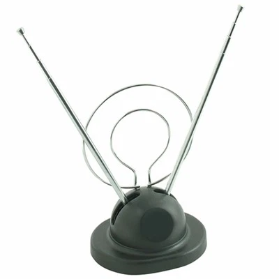 Universal Indoor Rabbit Ear TV Antenna for HDTV Ready VHF UHF Dual Loop Coaxial - Image 1 of 2