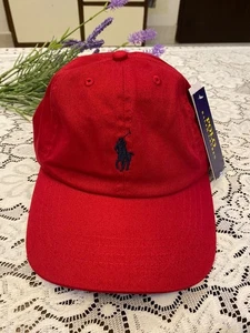 New Polo Ralph Lauren Baseball  Hat Cap Red One Size Classic Black pony - Picture 1 of 3