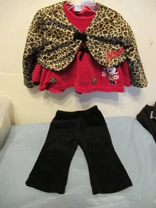 P42) Minnie Mouse Girls Disney 3 Piece Outfit 18 Month Vellore Pants Top Jacket - Picture 1 of 10