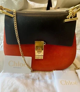 Chloe Drew Shoulder Bag Black And Orange  - Picture 1 of 6