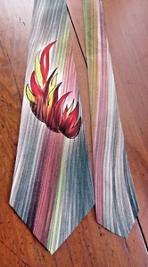 Vtg 1940's 50’s RENAAR Hand Painted Tie Art Deco Brush Strokes Necktie 52" - Picture 1 of 6