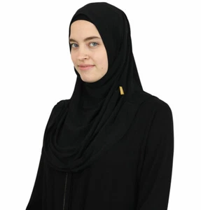 Sciarpa e cofano pratico hijab istantaneo pronto turco Firdevs nero - Foto 1 di 2