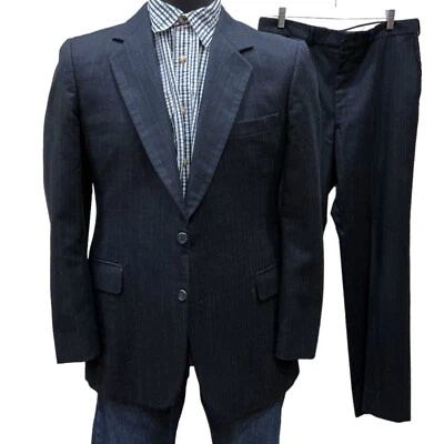 42R 34x31 John Alexander Mens Navy Blue 2pc Suit jacket Coat Pants Wool - Image 1 of 4