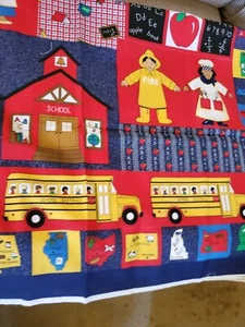 Vintage Sewing Fabric Traditions School Panel Bus States 35x45" Cotton Cut N Se - Picture 1 of 6