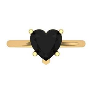 2Ct Heart Natural Onyx Solitaire Engagement Ring for Women, 14K Yellow Gold - Picture 1 of 11