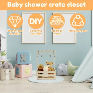 Wood Baby Shower Crate Closet Practical Baby Storage Crate with Handle EQ - Picture 1 of 12