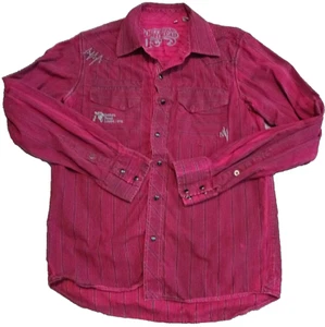 Southern Thread Western Shirt Mens Medium Red Stripe Long Sleeve Pearl Snap - Picture 1 of 6
