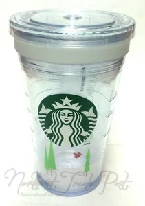 Starbucks Coffee X-Mas Double Wall Cold Cup Clear Mug 2011 16oz Holiday BPA Free - Picture 1 of 8