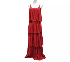 Twoway Damenkleid mittelärmellos rot lang abgestufte verstellbare Riemen - Bild 1 von 3
