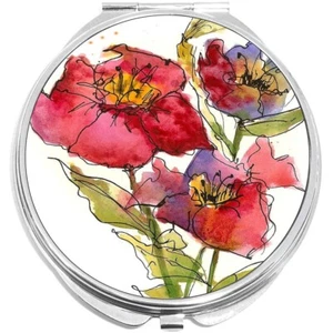 Fiori acquerello compatto con specchi - perfetto per la tua tasca o borsa - Foto 1 di 2