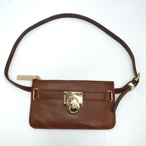 Michael Kors Genuine Leather Belt Bag Brown Gold Tone Hardware Women S