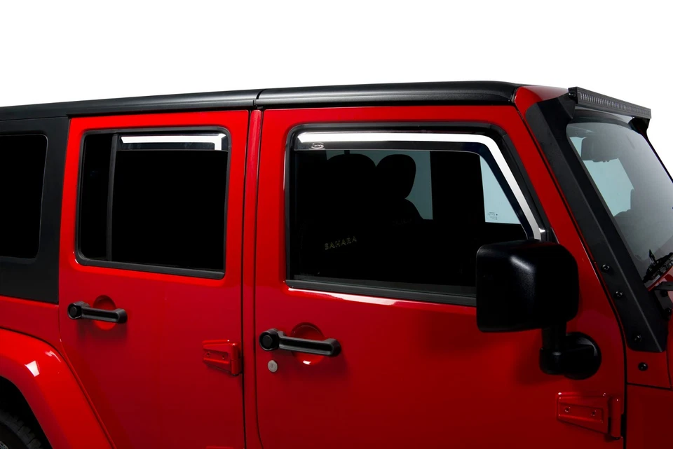 Viseiras de janela coloridas compatíveis com Jeep Wrangler JK 2007-2017 conjunto de 4 fumaça - Imagem 1 de 1