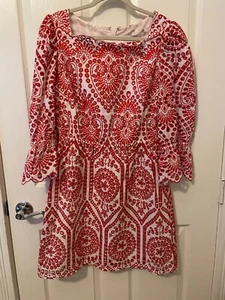 NWT Pearl Red/White Eyelet Dress with Ruffle Sleeve - Size XL - Picture 1 of 5