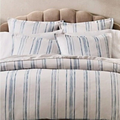 Sky Bristol Stripes Blue Full/ Queen Duvet Set with 2 Standard Shams $295 MSRP - Image 1 of 4