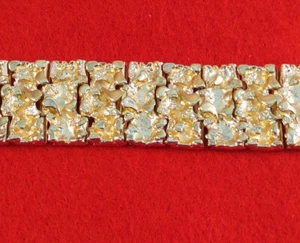 MENS 14 KT GOLD PLATED 8" OR 9" BLING NUGGET BRACELET 3/4" WIDE FNB120 - Picture 1 of 2