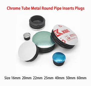 Chrome Tube Pipe Inserts Plugs Blanking Bungs End Caps Metal Round 16 20mm-60mm - Picture 1 of 20