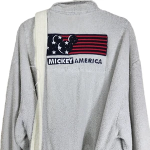 Vintage Walt Disney World Mickey America Exclusive Frottee Bademantel L XL grau - Bild 1 von 7