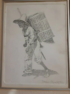 Frederic Remington 1861-1909 Original Hand-Signed Engraving Chicken Seller - Picture 1 of 10