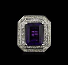 5.65 CTW Emerald cut amethyst double halo wedding anniversary Ring for her.