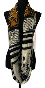 Infinity Abstract Artsy Print Scarf Lightweight Approx 42 x 36 Oblong Kerchief - Picture 1 of 5