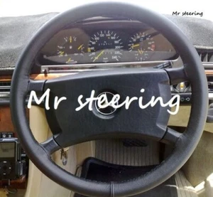 FITS MERCEDES SL R107 1971-1989 REAL BLACK ITALIAN LEATHER STEERING WHEEL COVER - Picture 1 of 7
