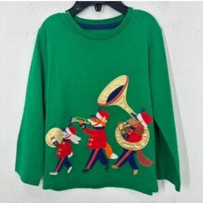 Mini Boden Appliqué T-Shirt Holiday Marching Band Rare 5-6 Years Christmas - Image 1 of 4