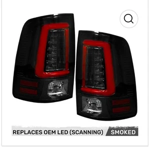 Recon 264336BK Black Red/Smoke Fiber Optic LED Tail Lights for 13-17 Dodge Ram - Picture 1 of 2