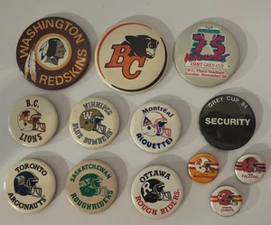 Rare Vintage CFL & NFL Football 1980’s Pin Button Lot Of 13 team logo buttons - Picture 1 of 7