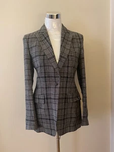 Rag & Bone black / grey check linen tailored jacket, size US 2 / UK 8 - Picture 1 of 7