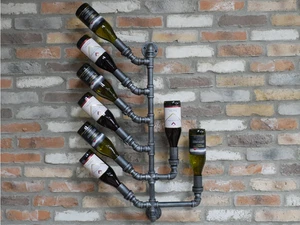 Großer industrieller urbaner Stil Metall Pfeife Wein Flaschenhalter Aufbewahrung Regal Regal - Bild 1 von 6