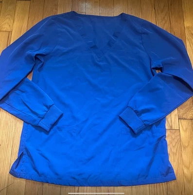 Royal Blue Long Sleeved Scrub Top - Women's Medical Uniform - Image 1 of 3