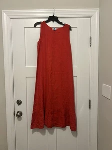 Terzo Millennium Women's Size Medium Red Linen Sleeveless Maxi Dress Ruffle - Picture 1 of 6