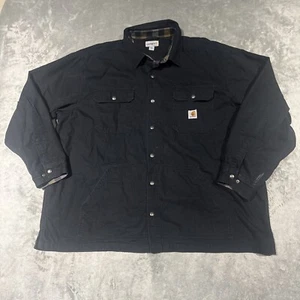 Carhartt Ripstop Solid Shirt Jac Jacket Flannel Lined 104146 001 Mens 3XL Black - Picture 1 of 8