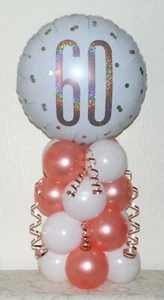 60th BIRTHDAY - ROSE GOLD - FOIL PARTY BALLOON DISPLAY - TABLE DECORATION KIT - Picture 1 of 2