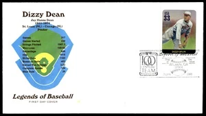 2000 Legends of Baseball Dizzy Dean FDC Statistiche di carriera Farnam Cachet - Foto 1 di 2