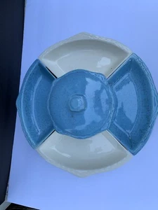 Vintage Lazy Susan Conditment Server Blue - Picture 1 of 12